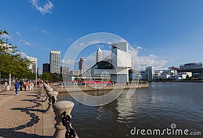 Cleveland â€“ July 14: the rock & roll Hall of fame designed by Editorial Stock Photo